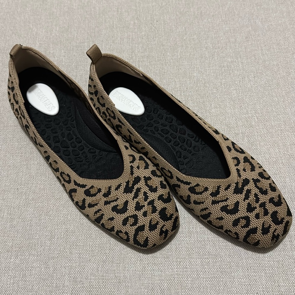 Like New Leopard Print SlipOn Flats-Knit-Sz 8-Brown/Black/Tan - Picture 5 of 13